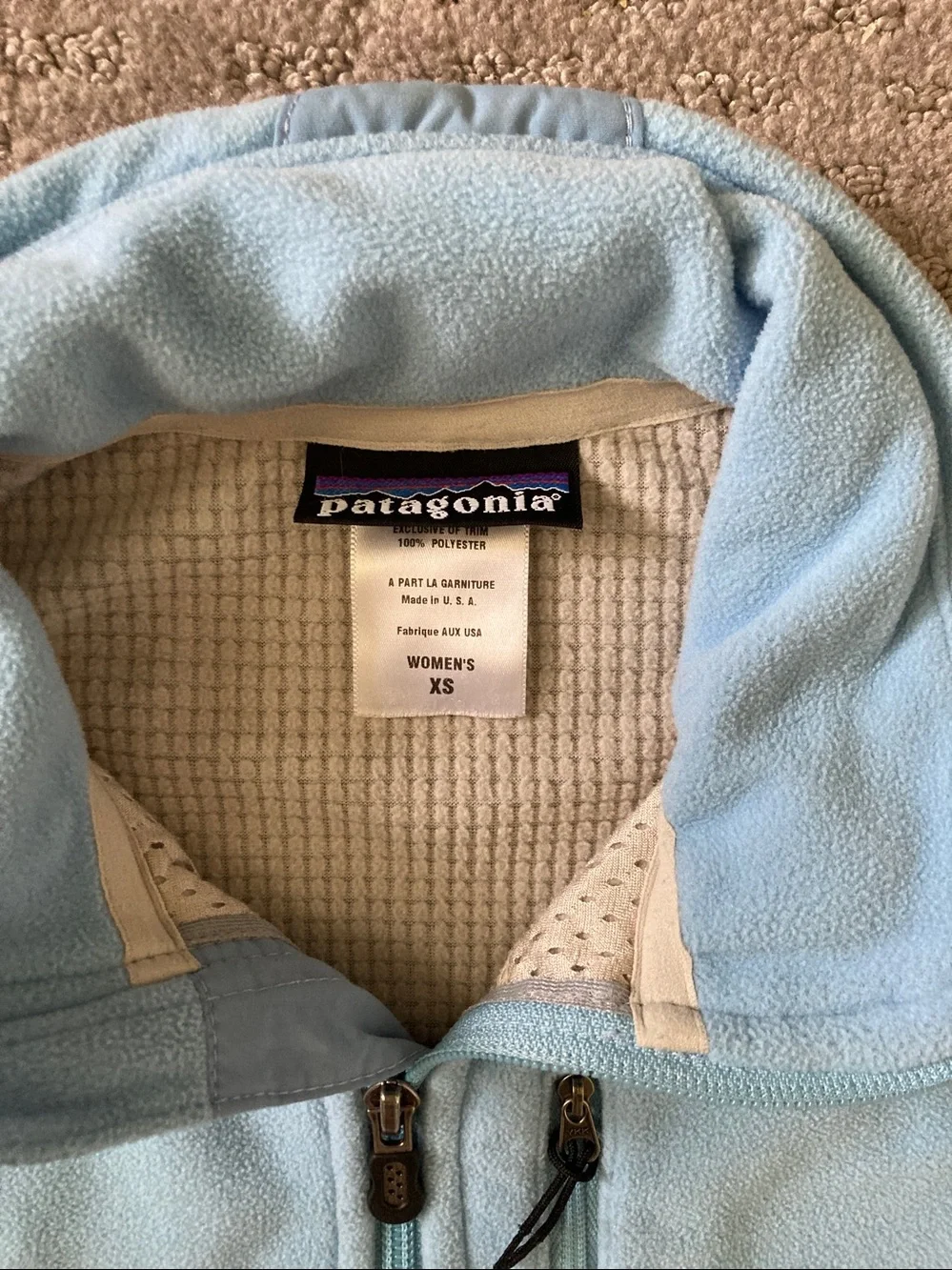 Patagonia lightweight R4 blue fleece jacket, Sz XS.